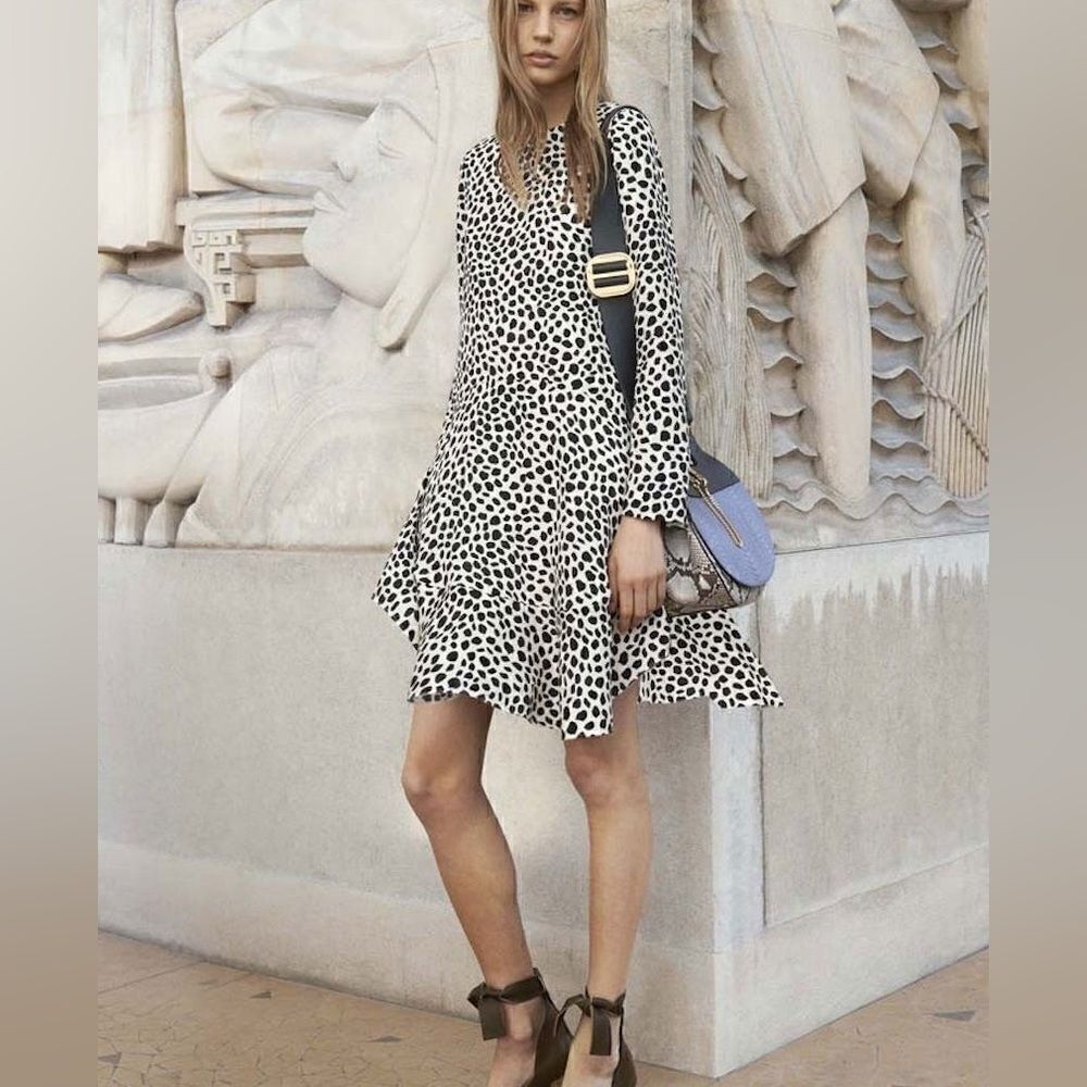 Flawed Chloe Silk Leopard Tent Dress 38 - Picture 1 of 16